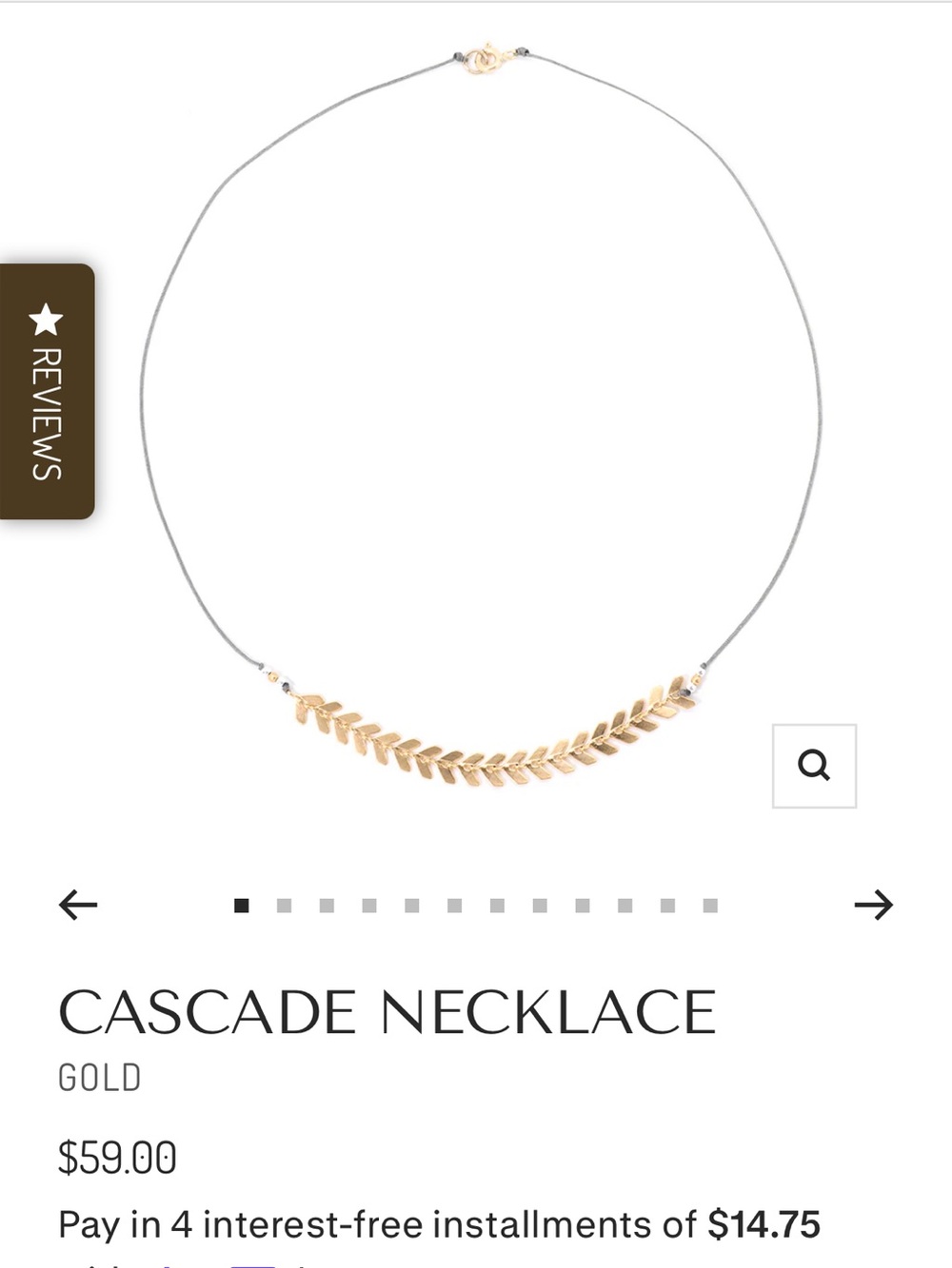 Bronwen Jewelry Cascade Necklace, gold and silk thread - Picture 2 of 2
